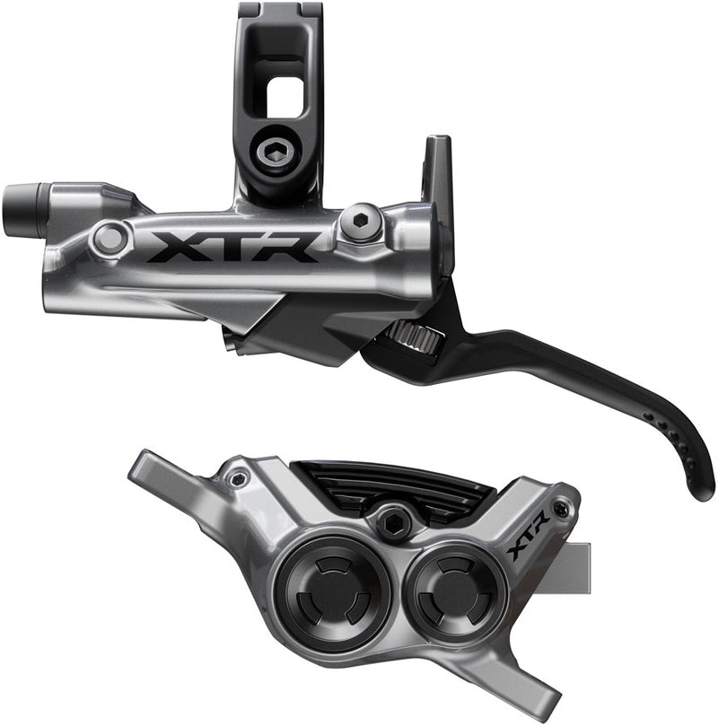 Shimano XTR M9220 Enduro Disc Brake and Lever - Left/Front, Post Mount, 4-Piston Caliper, SM-BH90-SBM Hose, Finned Metal Pads, Gray
