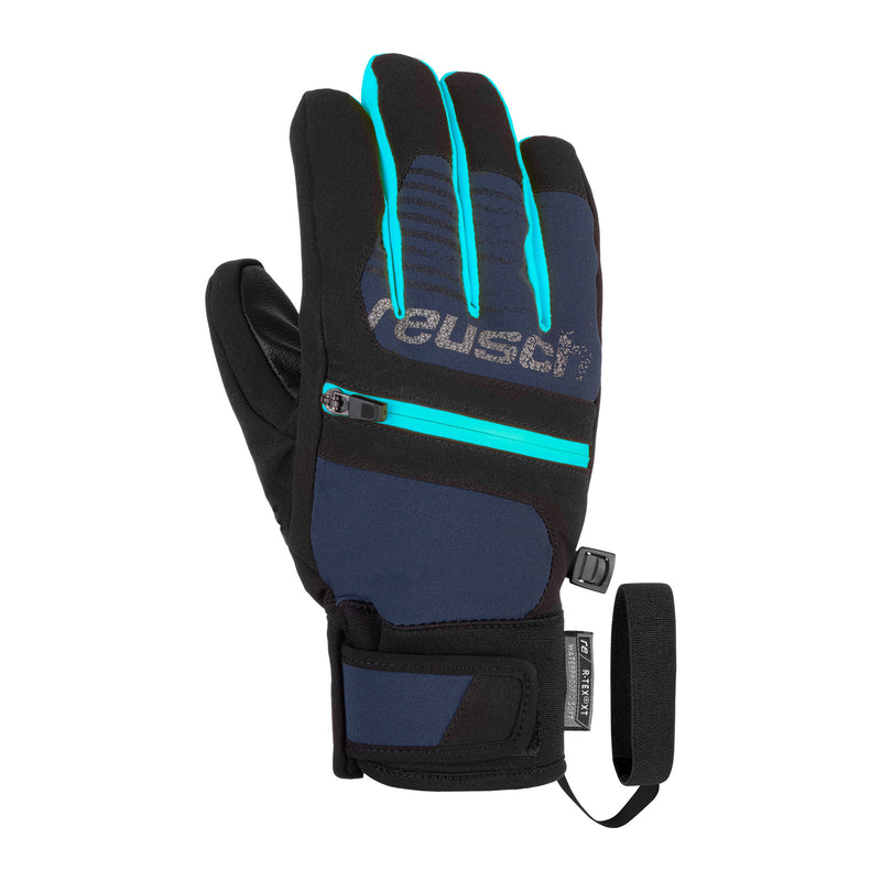 Reusch Theo R-TEX® XT Junior - black / dress blue / bachelor button - front