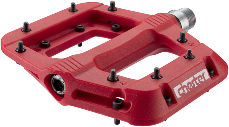 RACE FACE RaceFace Chester Pedals - Platform, Composite, 9/16", Red – Handle bars grips and pedals
