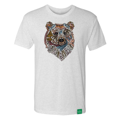 Wild Tribute Boho Bear Unisex T-Shirt Heather White LG