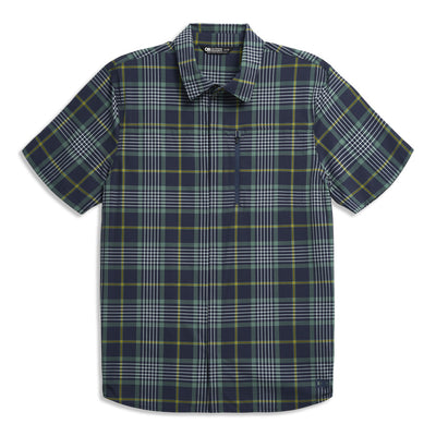 Outdoor Research Men's Astroman Short Sleeve Sun Shirt Dark Navy Plaid L