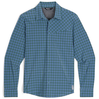 Outdoor Research Men's Astroman Long Sleeve Sun Shirt Maldives Plaid L