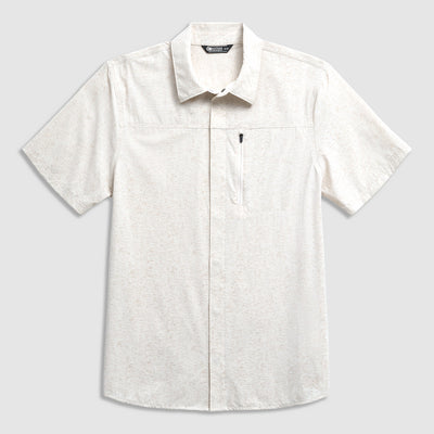 Outdoor Research Men's Astroman Short Sleeve Sun Shirt Oyster Tamarack Print L