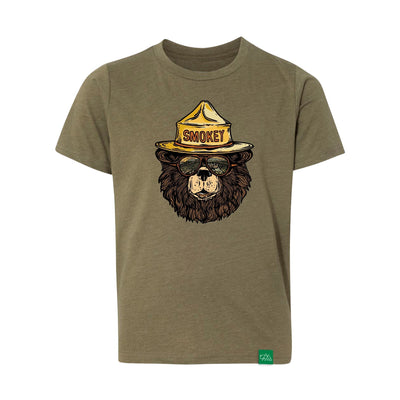 Wild Tribute Smokey the Groovy Bear Youth T-Shirt Military MD