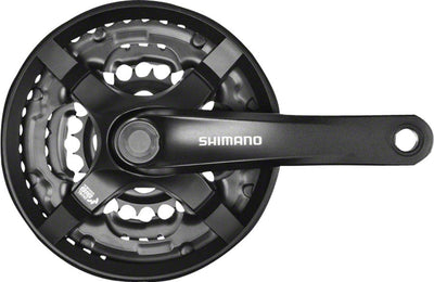 Shimano Tourney FC-TY501 Crankset - 170mm, 6/7/8-Speed, 48/38/28t, Riveted, Square Taper Jis Spindle Interface, Black
