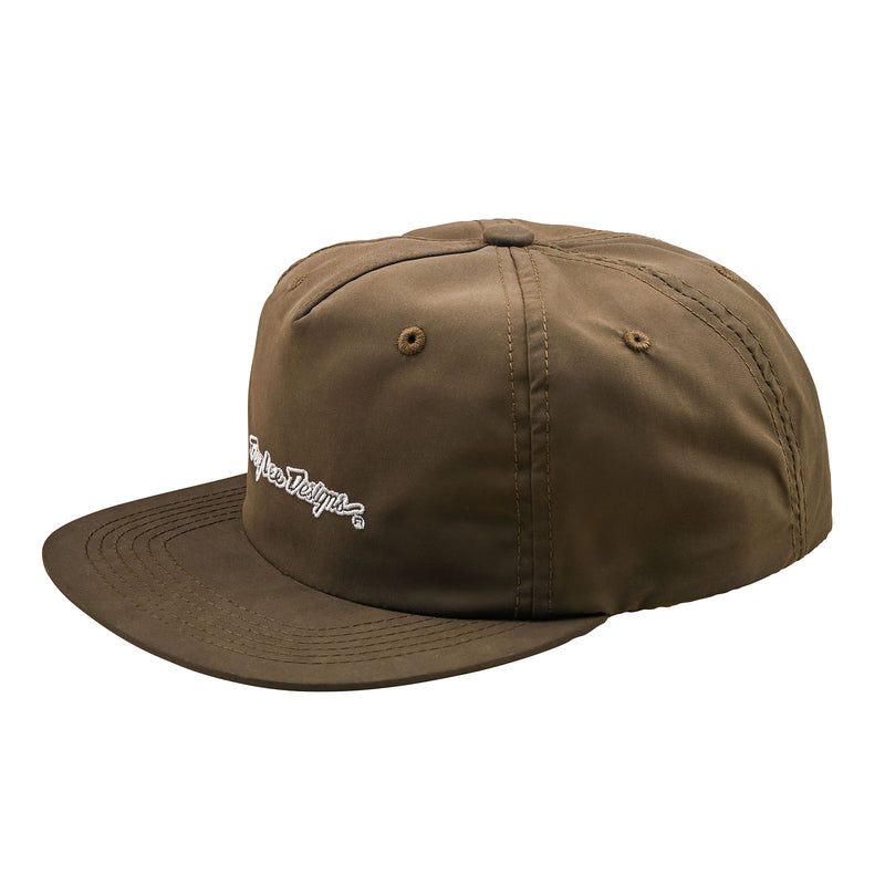 Troy Lee Designs UNSTRUCTURED SNAPBACK; SIGNATURE OLIVE CANVAS OSFA – Hat